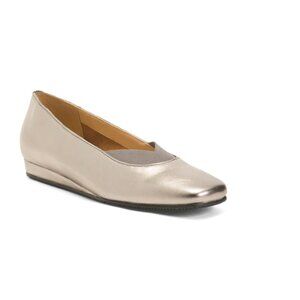 SOFTWALK Pewter Leather Viana Comfort Flats